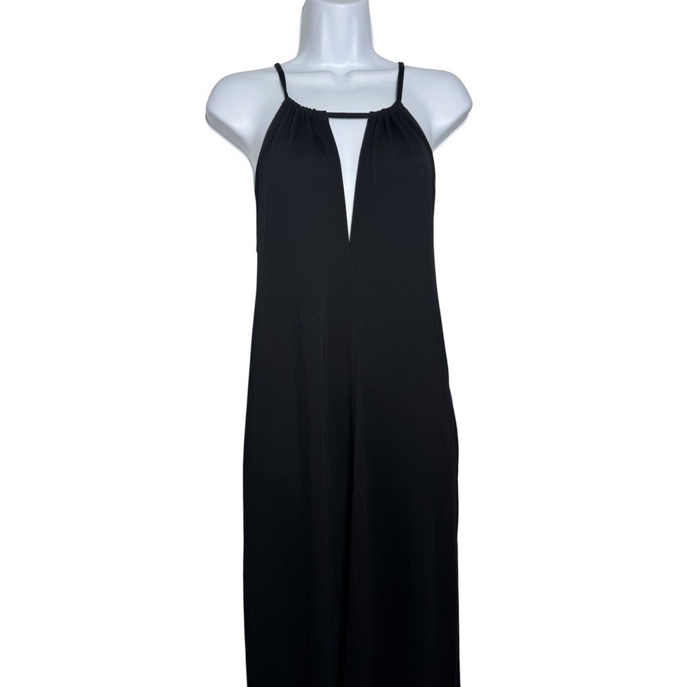 ME+EM Interlock Halterneck Maxi Dress Women US 2 Black Lyocell Knit Pockets - Picture 4 of 10